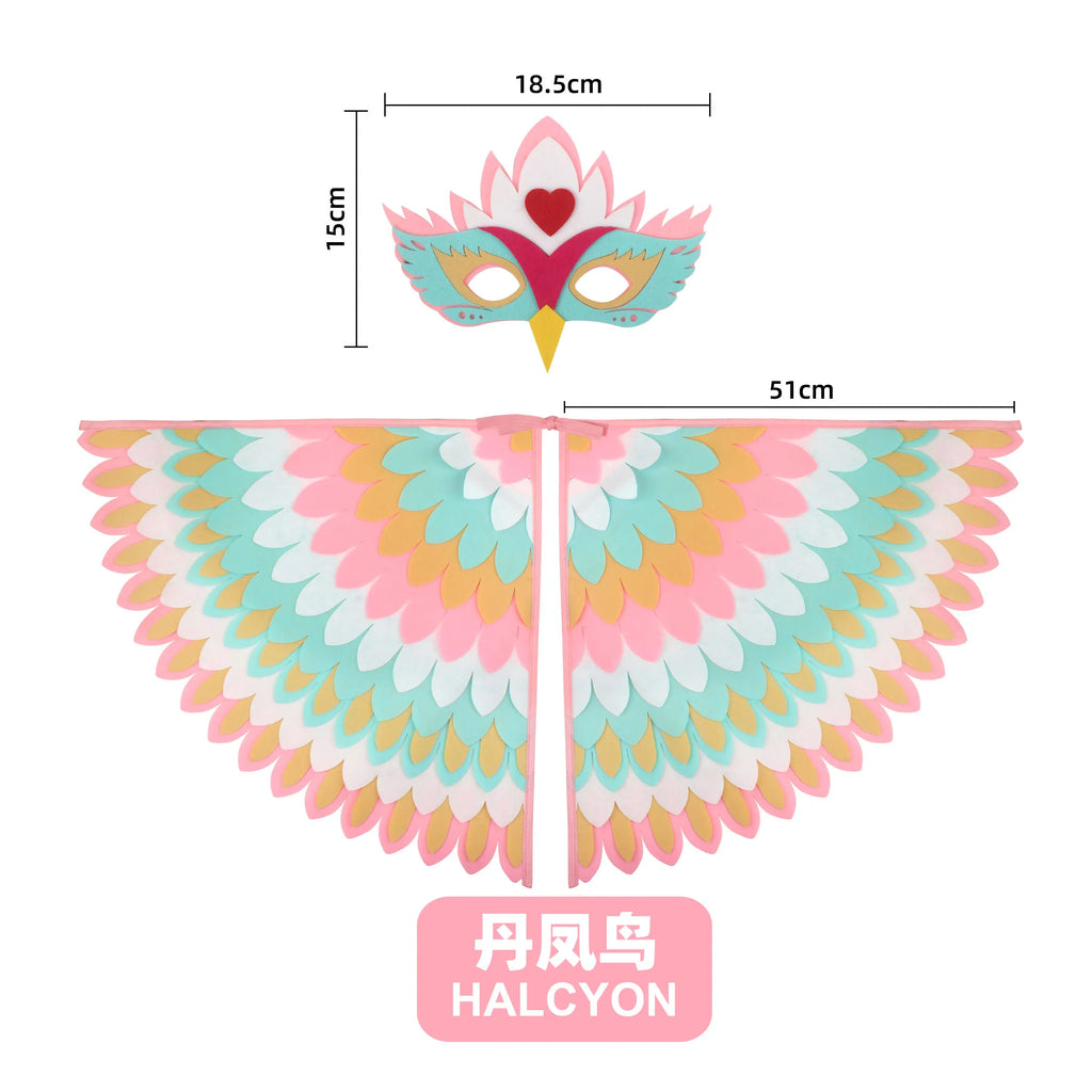 Bird Wings and Mask Costume Cape for Performances