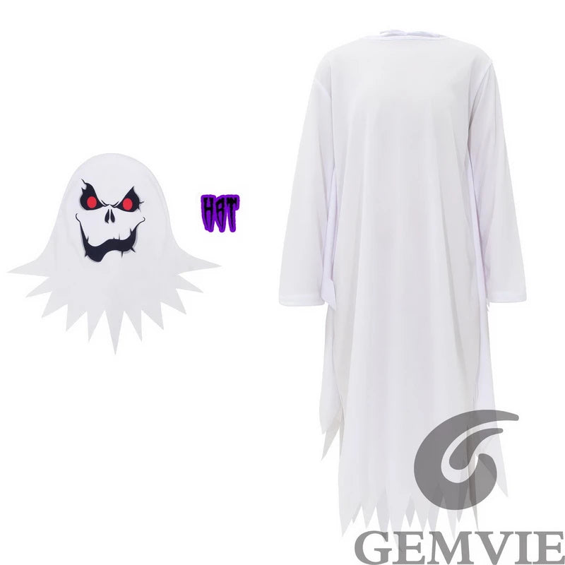 Kids White Ghost Costume for Halloween & Dress Up