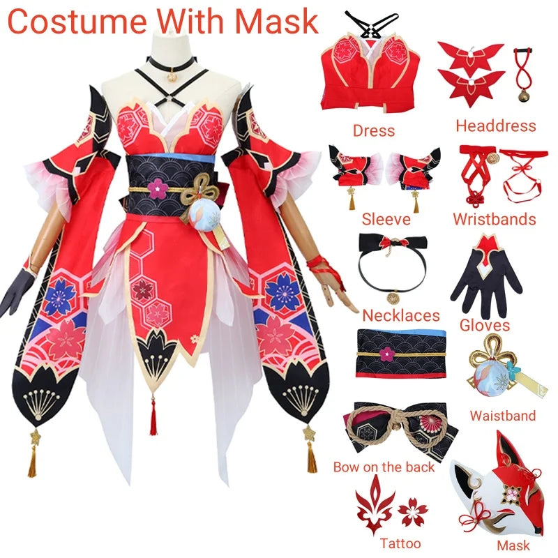Anime-Inspired Women’s Cosplay Costume Set with Wig & Mask