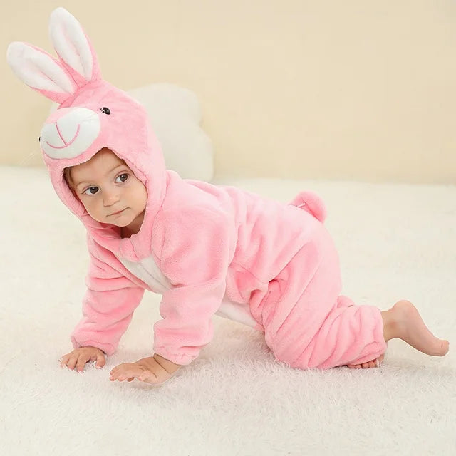 MICHLEY Carniva Baby Rompers Winter Clothes Flannel Hooded Bodysuits Pajamas Animals Overall Jumpsuit For Girls Boys Kids