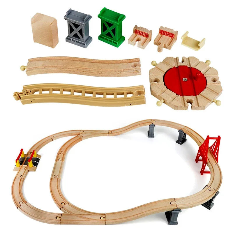 Wooden Train Track Racing Railway Toys All Kinds Wooden Track Accessories Fit for Biro Wood Tracks Toys for Children Gift