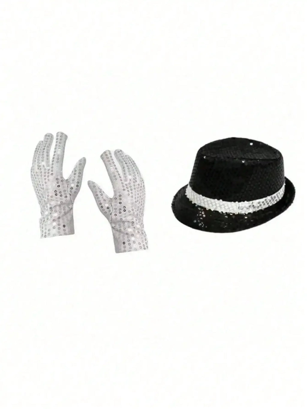 Sequin Fedora Hat Gloves and Aviator Sunglasses Costume Set