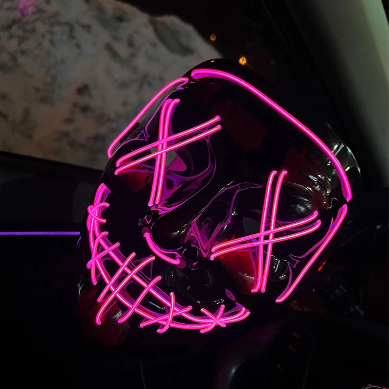 Wireless Neon LED Horror Mask for Halloween Cosplay