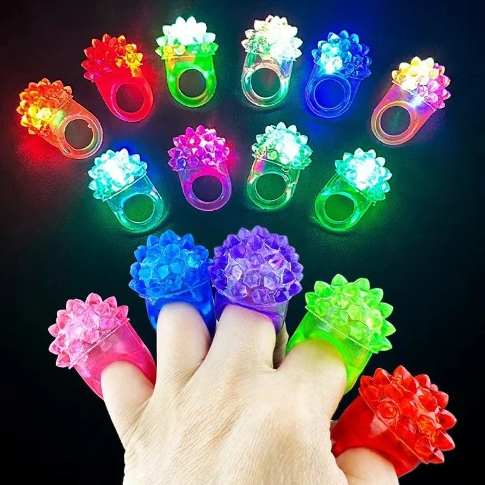 6/12/18Pcs LED Press Glow Strawberry Ring Birthday Party Prom Christmas Halloween Carnival Party Gift Decoration Children Reward