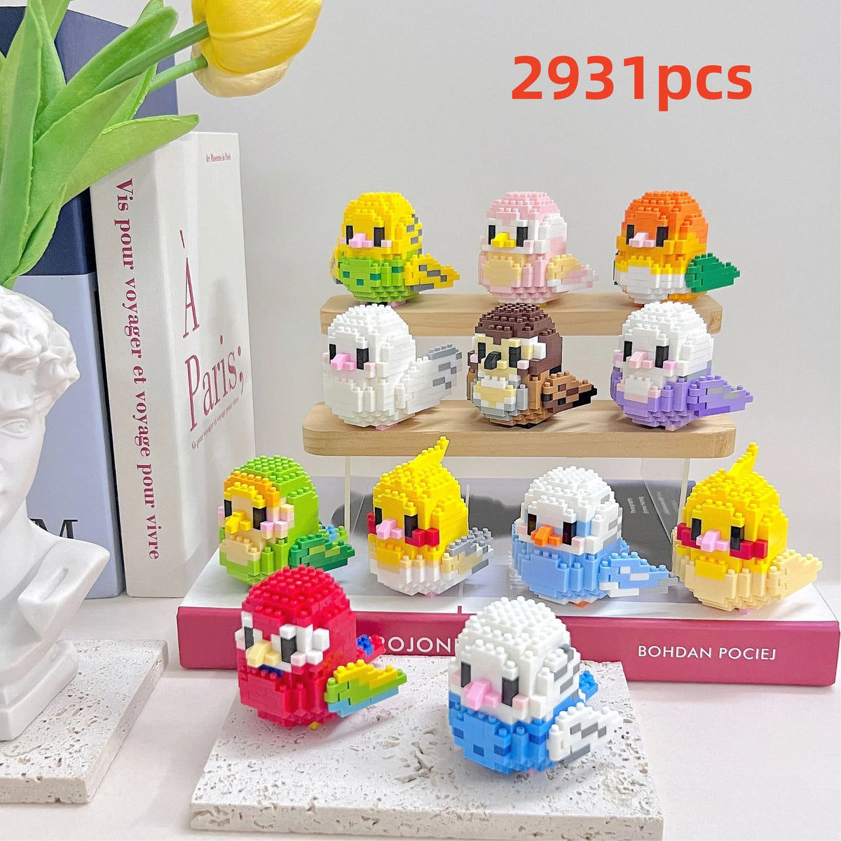 Cute Bird Puzzle Small Building Block Set, Creative Educational Building Toys Suitable for Boys and Girls, Toys Suitable for Dec