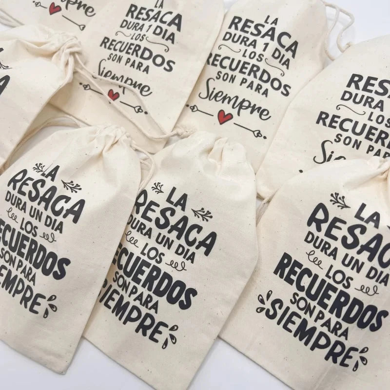 10pcs Spain Hangover Bag Hard one day Memories Are forever Personalized Wedding Gift Bag Single Pie Recovery Kit Anti Resaca