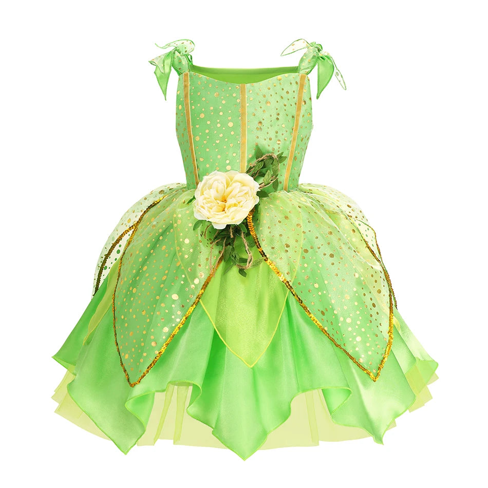 Girls Flower Fairy Princess Dress Costume for Summer Parties