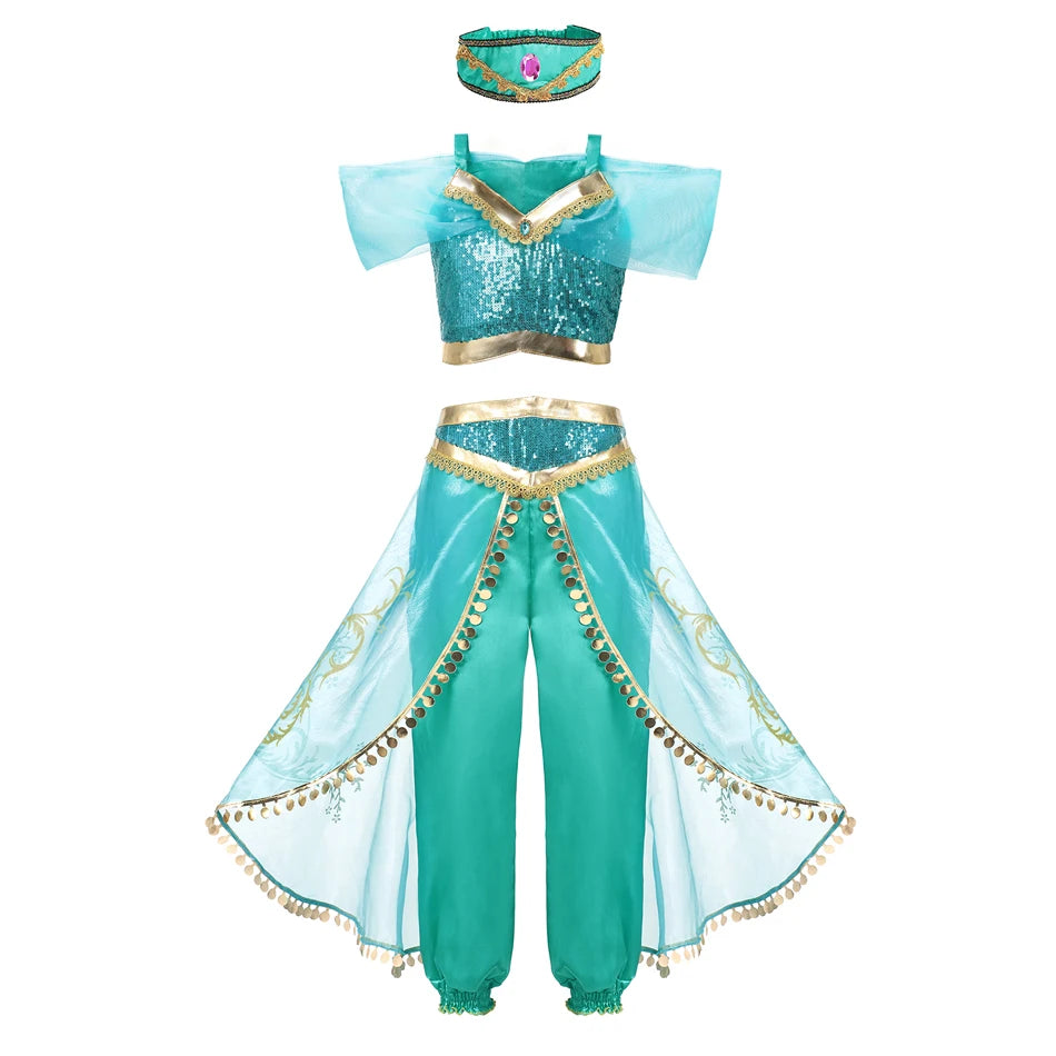 Girls Arabian Princess Costume, Top and Pants Set