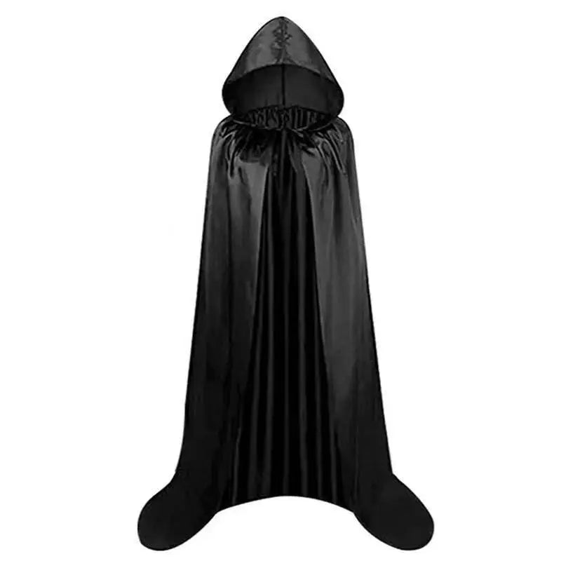 Adult Black Hooded Halloween Cape with Hat Costume