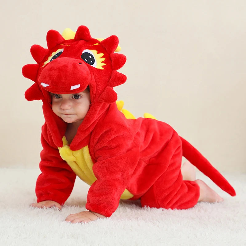 Baby Dinosaur Hooded Romper Costume for Halloween & Winter