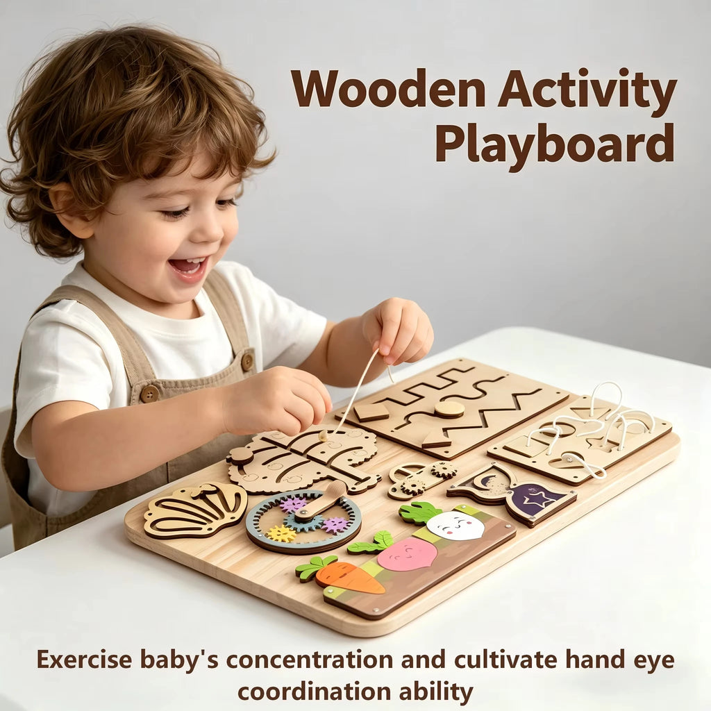 Montessori Busy Board Toys For Children Educational Games DIY Busy Board Parts Wooden Toys Sensory Board Games Puzzles For Kids