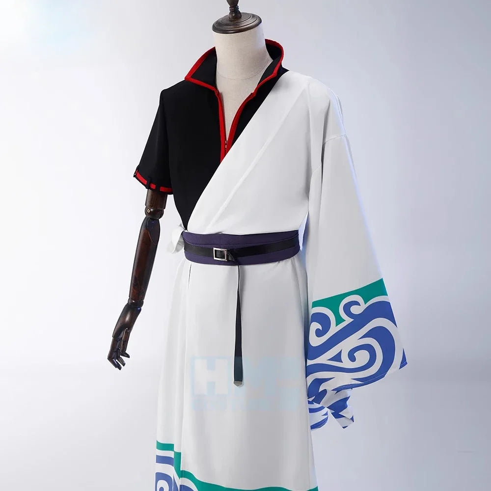 Anime-Inspired Samurai Cosplay Costume Set with Wig