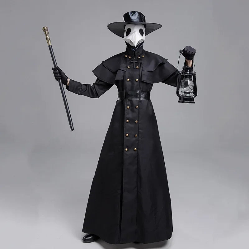 Men's Medieval Hooded Cloak Costume with Mask & Hat