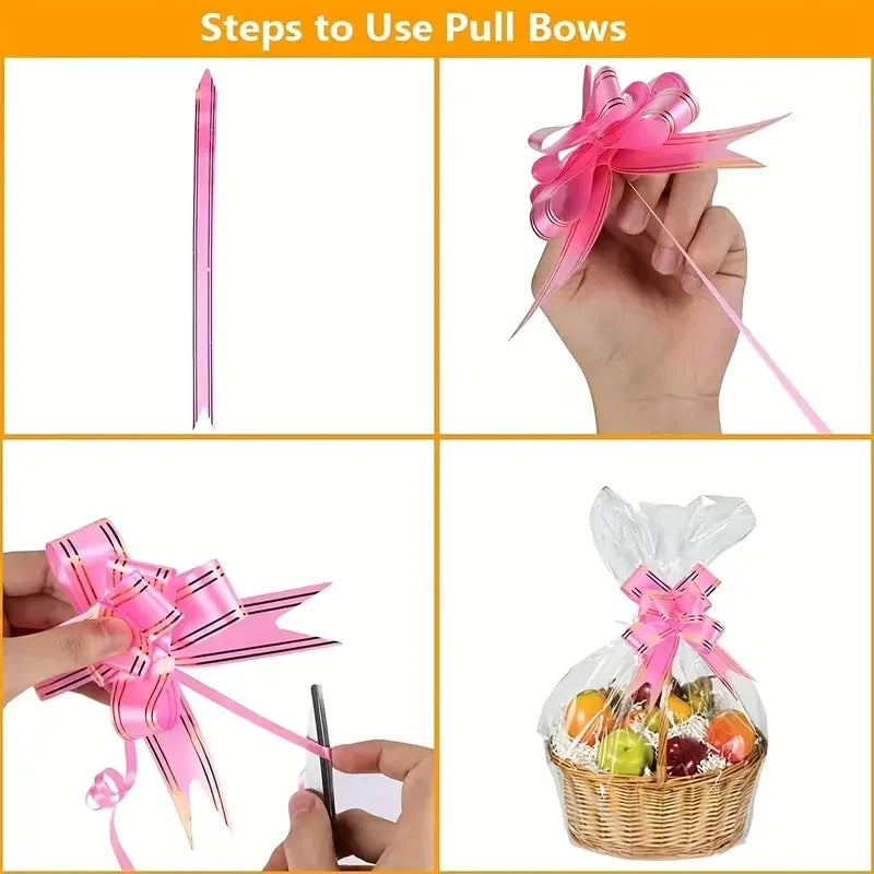 20/50 piece large clear cellophane bag with bow for basket and gift wrap christmas decoration