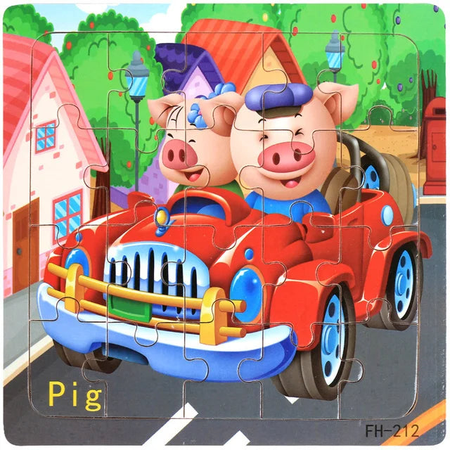 New 20 Piece Wooden 3d Puzzle Cartoon Animal Vehicle Jigsaw Puzzle Montessori Educational Toys For Kids 3-6 Years Old
