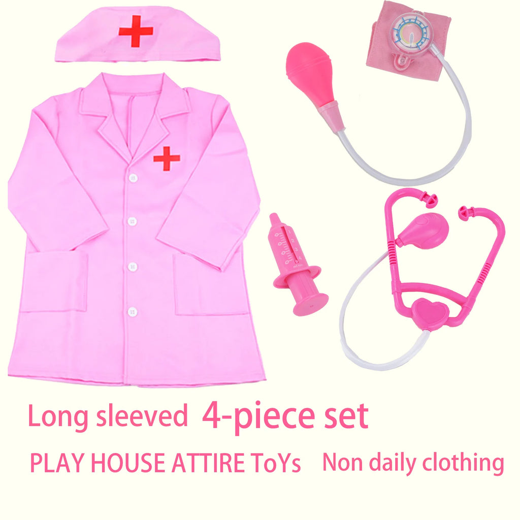 Children'S Family Doctor Suit Short/ Long Sleeved Stethoscope Syringe Nurse Role-Playing Simulation Blood Pressure Monito Toys