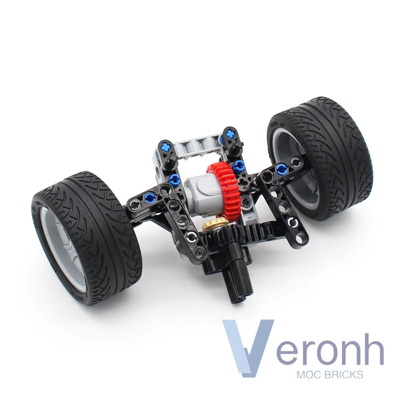 Simple 4WD Car Front Steering & Differential Gear Suspension System Kit MOC High-Tech Building Blocks Assembly Bricks Kid Toys