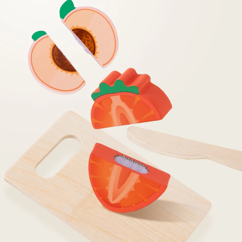 Wooden Kitchen Pretend Toy Simulation Cutting Fruit Food Game Velcro Play Kitchen Accessories Montessori Educational Toy For Kid