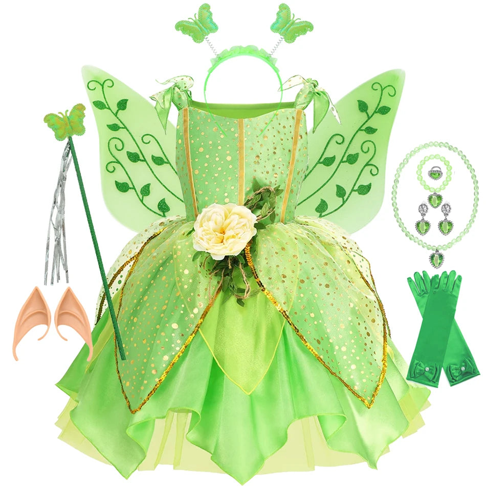 Girls Flower Fairy Princess Dress Costume for Summer Parties