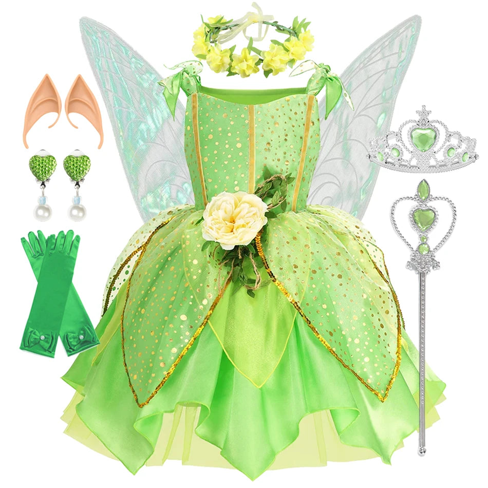 Girls Flower Fairy Princess Dress Costume for Summer Parties