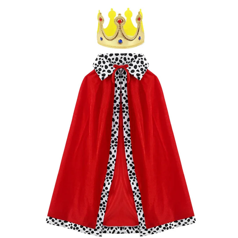 King Prince Cape Costume with Crown for Adults & Kids