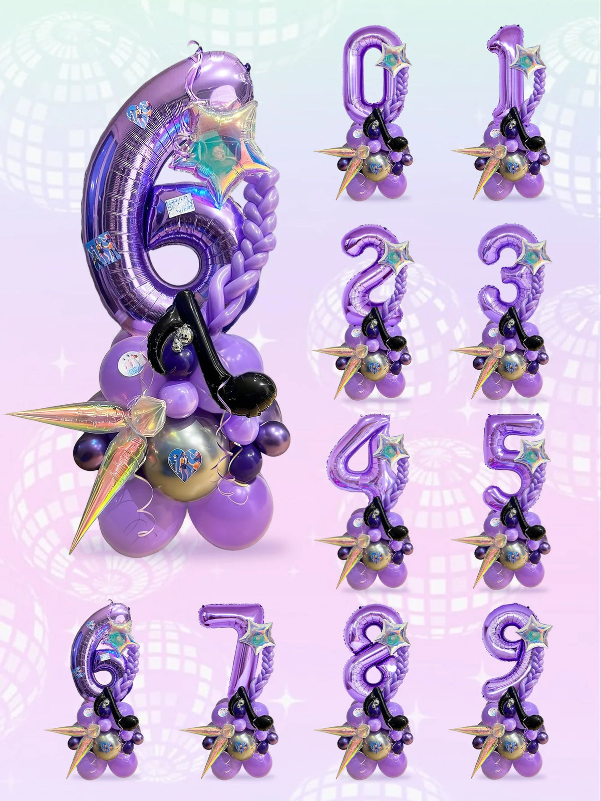 33pc Kpop Music-Themed Birthday balloon Pillar Set, Suitable for K-Pop Music-Themed Birthday Party Decorations and Disco-Themed