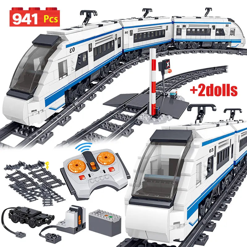 941pcs City Electric Harmony Rail Remote Control Building Blocks Train Track RC Car Brick Toy for Boy