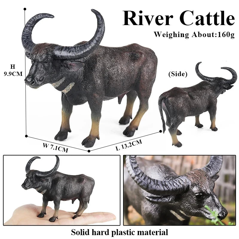 Oenux Farm Animals Bullfighting Cowboy Simulation Poultry Cattle Calf Bull OX Action Figures Collection Pvc Model Toy Kids Gift