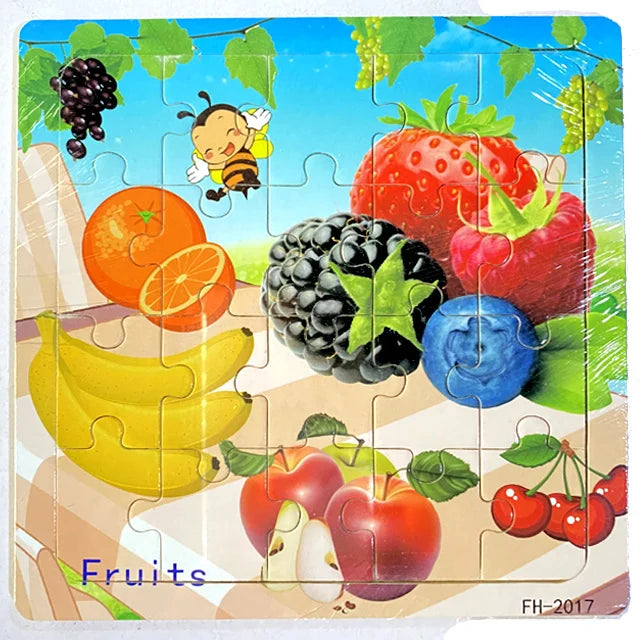 New 20 Piece Wooden 3d Puzzle Cartoon Animal Vehicle Jigsaw Puzzle Montessori Educational Toys For Kids 3-6 Years Old