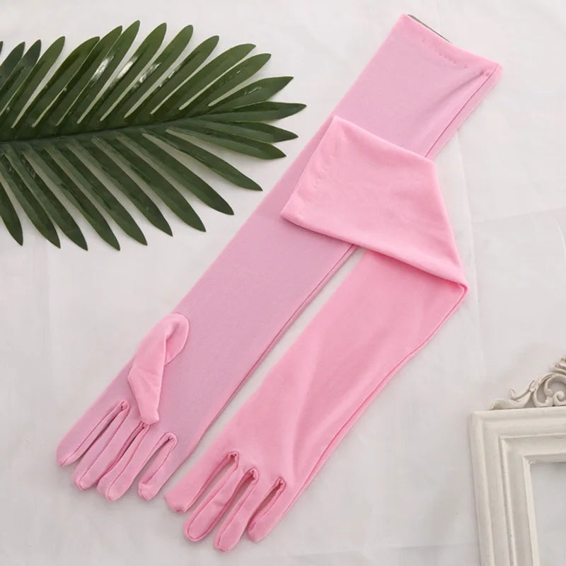 45cm Long Women Elasticity Matte Spandex Dance Performance Long Bride Wedding Mitten Halloween Party Cosplay Princess Glove P26