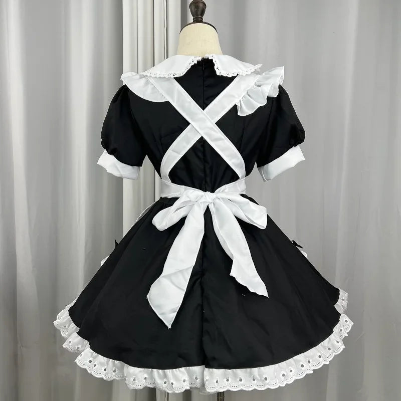 Women’s Pink Gothic Lolita Maid Cosplay Dress with Bow