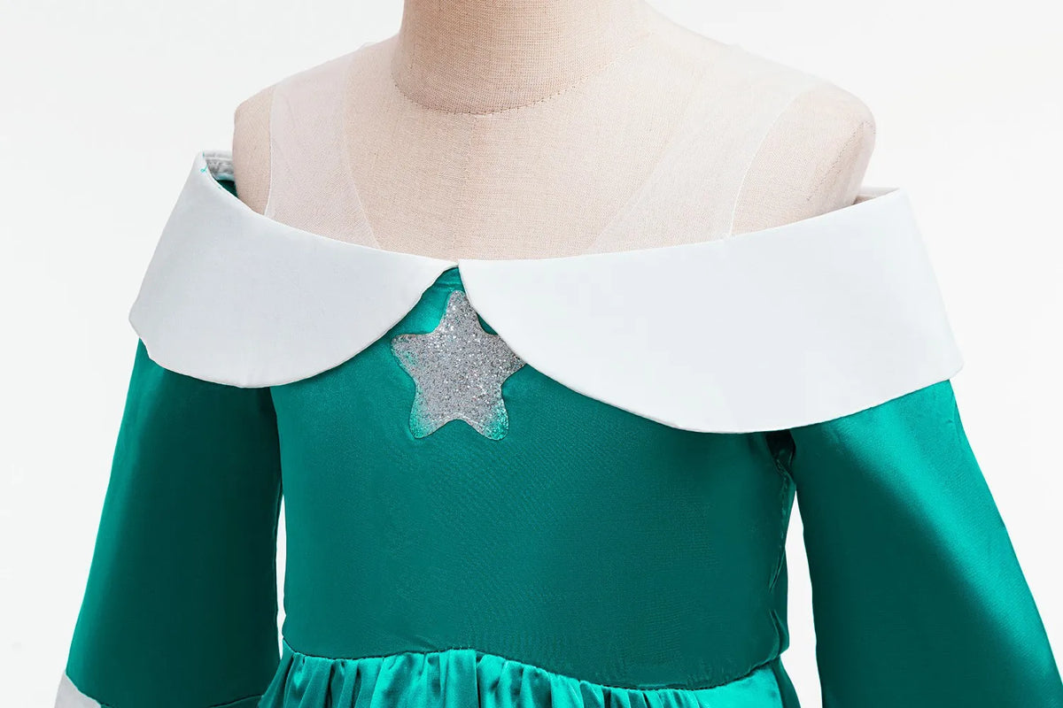 Girls Blue Galaxy Princess Long Dress Halloween Costume
