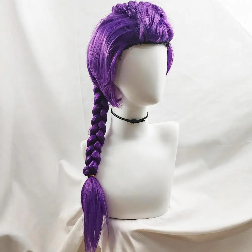 Purple Long Braided Wig with Side Ponytail for Kids