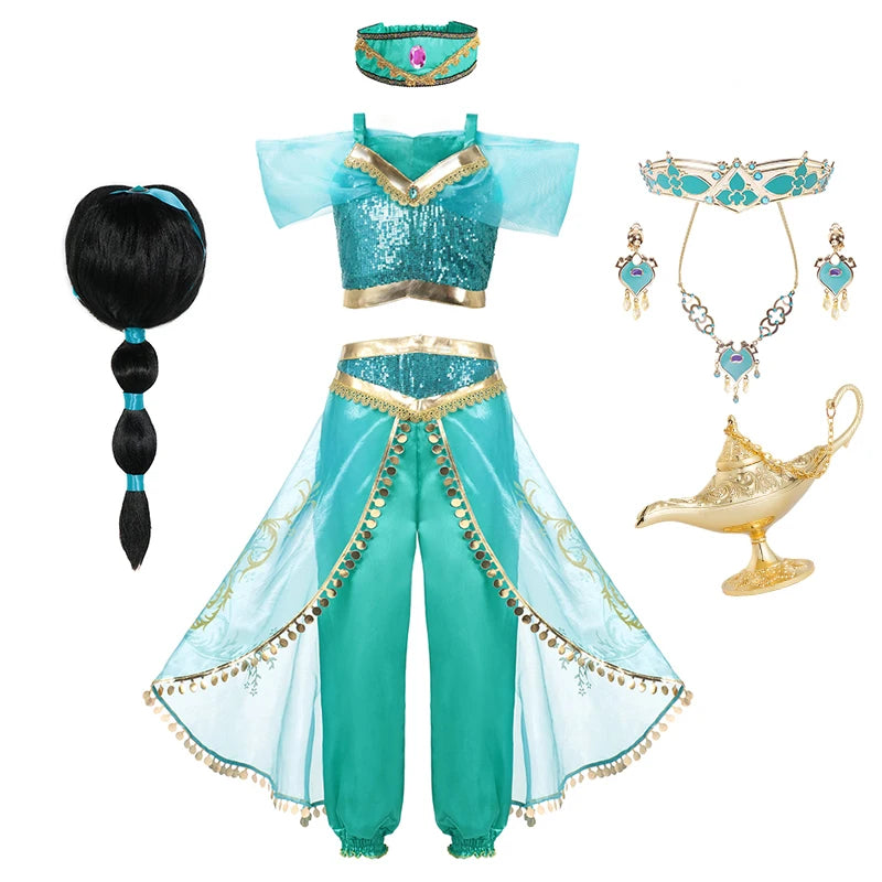 Girls Arabian Princess Costume, Top and Pants Set