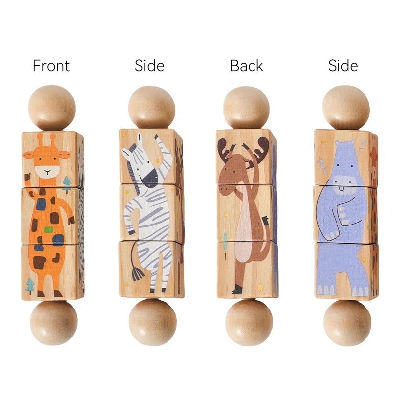 Baby Wooden Rotating Jigsaw Puzzle Hand Bell Toy Baby Mobile Musical Rattle Toy Montessori Puzzle Game For Babies Newbaby Gift
