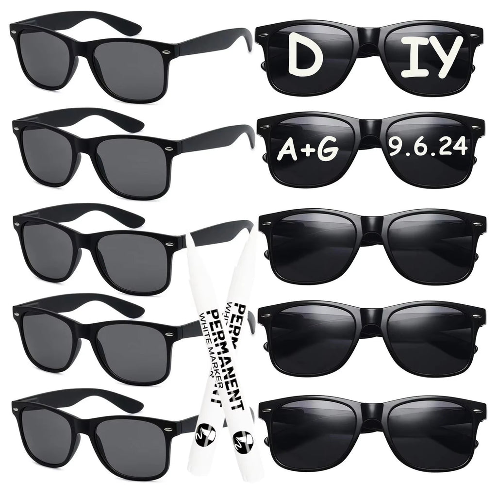 12-120Pcs Wedding Heart Sunglasses with Pen Personalised Heart Glasses Bachelorette Party Sunglasses for Wedding Party Favors