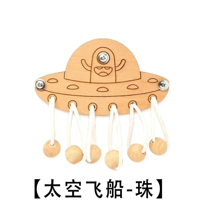 DIY Busy Board Montessori Hot  Air Dalloon Carriage Door Educational Toy Wood Chip Graphic Pairing Wooden Part For Childre Gifts