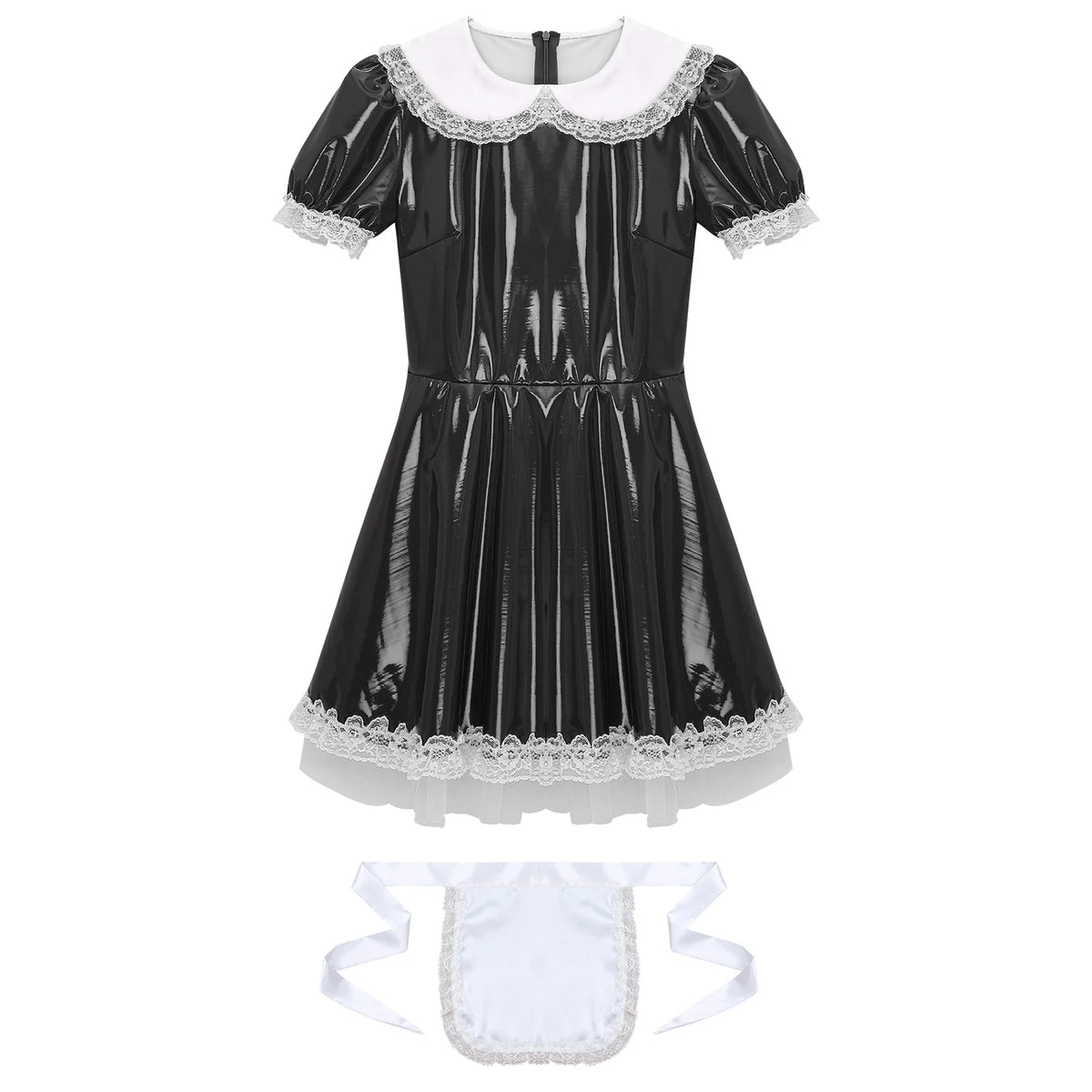 Maid Cosplay Costume Dress with Apron for Halloween Parties