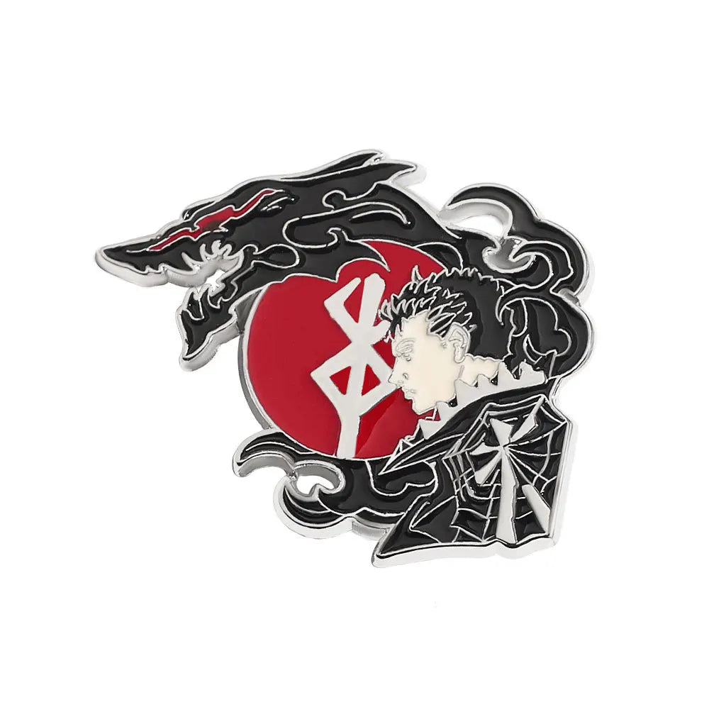 Red Fantasy Face Brooch Lapel Pin for Bags and Clothing