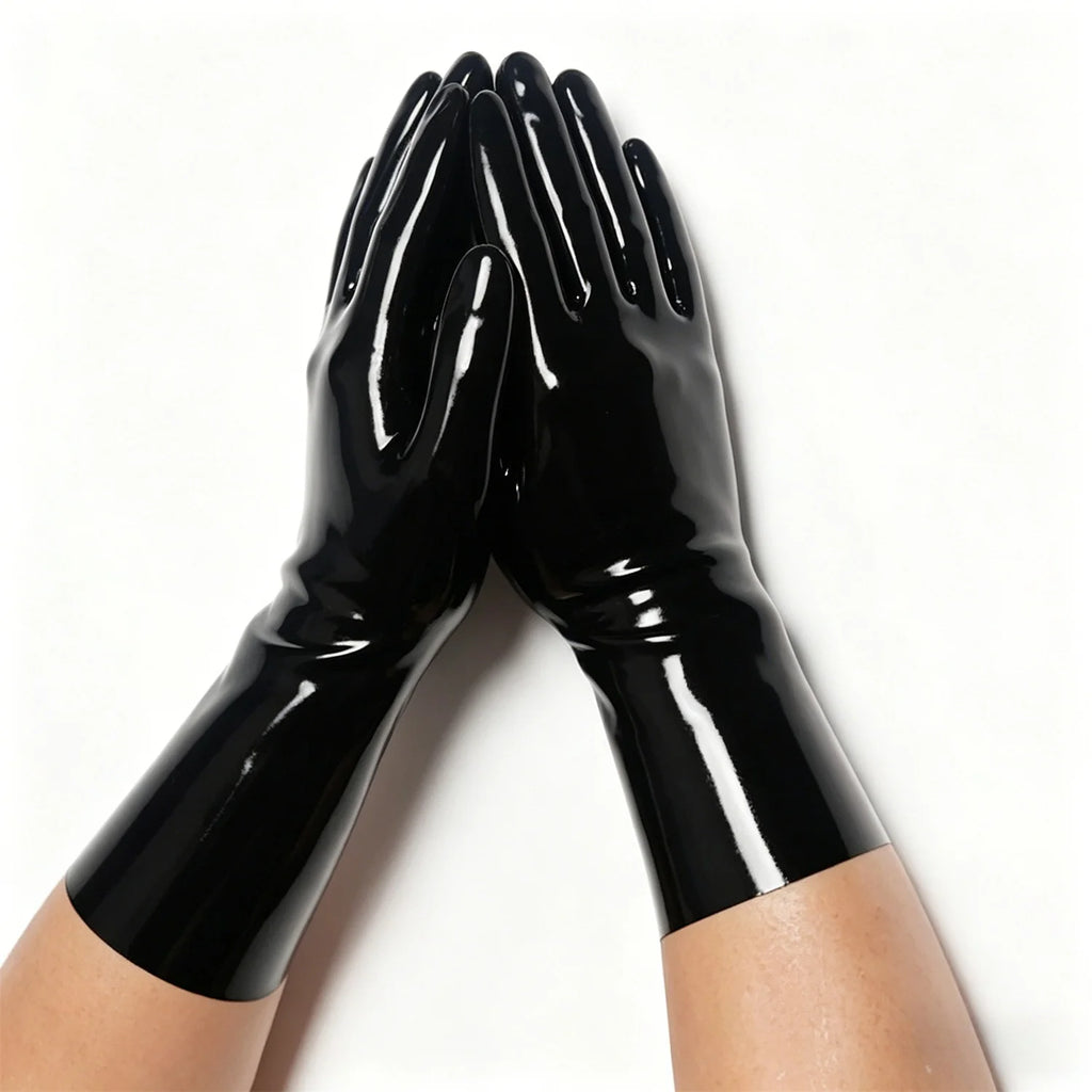 Black Latex Short Gloves for Cosplay Costumes