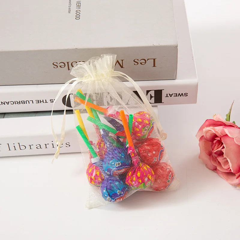 100PCS Drawable Organza Bags Supply Wedding Christmas Favor White Pouches Organza Gauze Sachet Gift Bags Drawstring