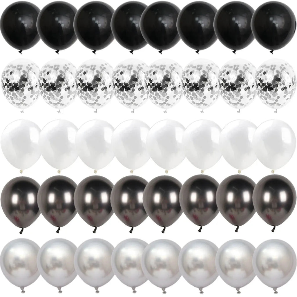 Black Metal Latex Confetti Balloon 30 40 50th Birthday Decoration Matte Globos New Year Wedding Birthday Party Baby Shower Decor