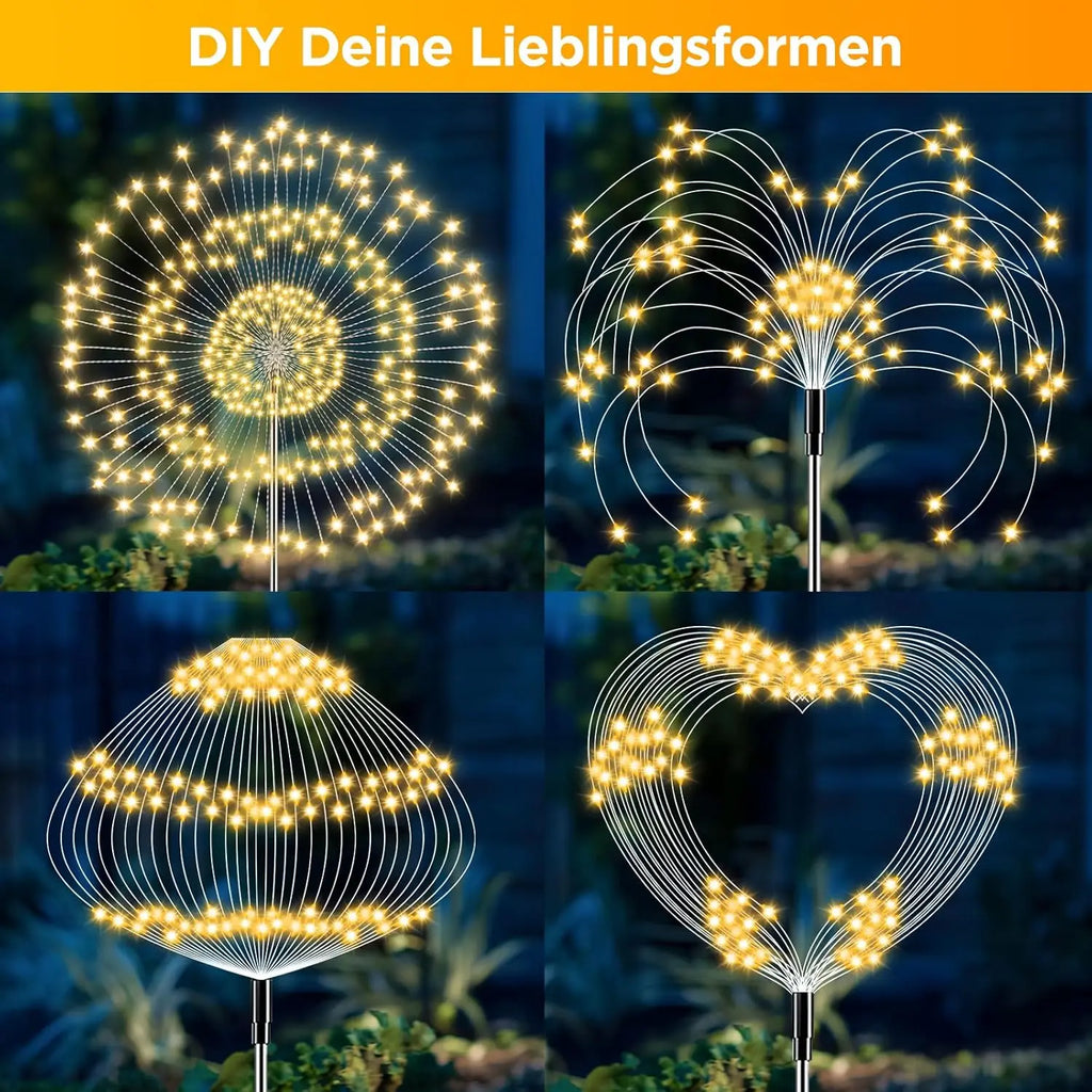 Solar Lights for Outdoor Garden 60/200/420LED Dandelion Lighting Stake Solar Firework Light for Christmas Halloween Lawn Decor
