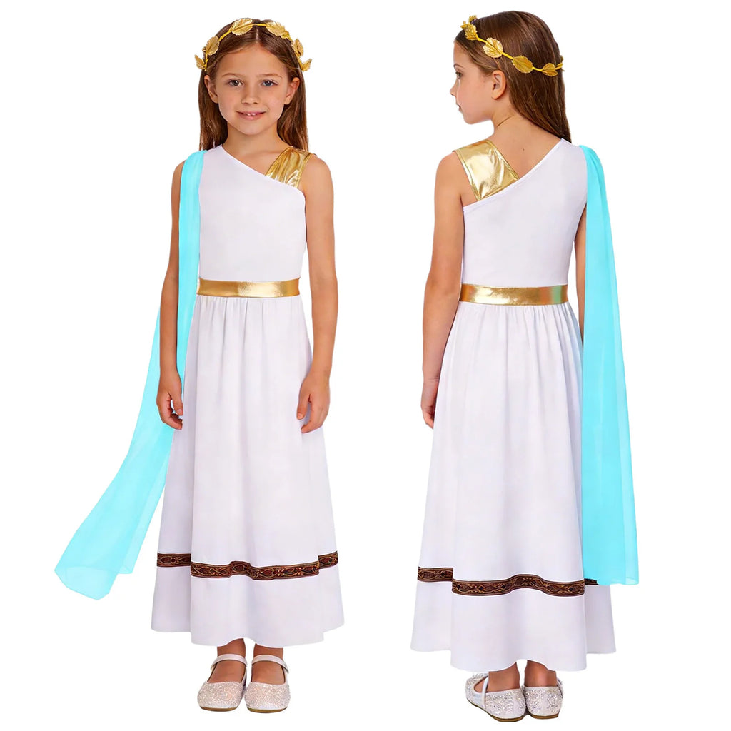 Girls Ancient Greek Goddess Toga Costume for Halloween