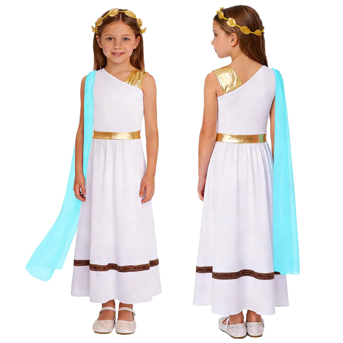 Girls Ancient Greek Goddess Toga Costume for Halloween