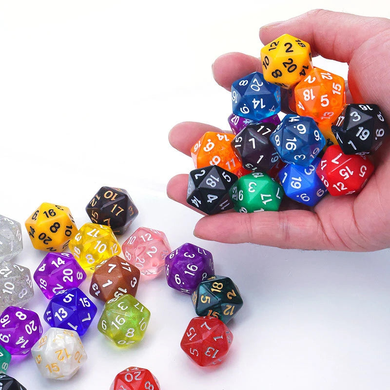 10PCS Acrylic D20 Polyhedral Dice Math Teaching Supplies Learning Resources Toys Party Favors for Teenager Boys Girls