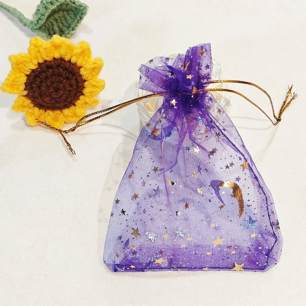 25/50/100pcs Moon Star Organza Gift Bag Multicolor  Jewelry Gifts Pouches For Wedding Party Candy Bag  Jewelry Packing  Wholesal