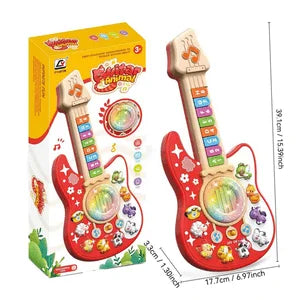 Children's Electronic Guitar, Baby Piano with Animal Sounds, Color Recognition,Lights & Melodies Educational Toy, Green Giraffe