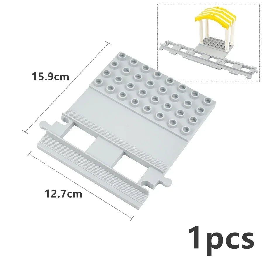 City View Large Building Bricks Wheel Bridge Big Size Track Bricks Train Straight Curved Switch Railway Compatible Duploes Toys