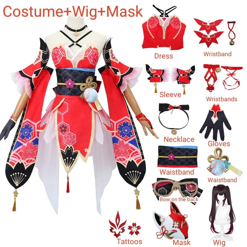 Anime-Inspired Women’s Cosplay Costume Set with Wig & Mask